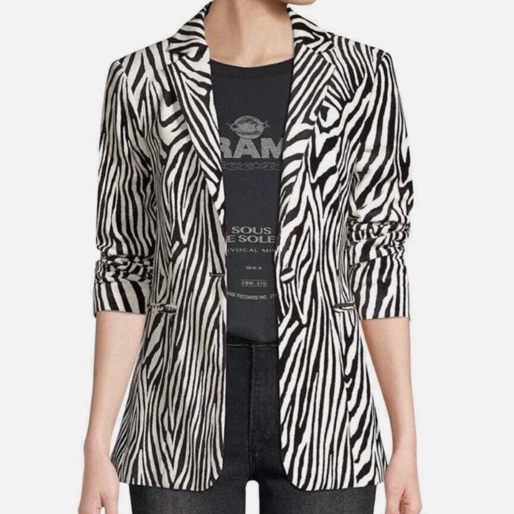 FRAME Zebra Stripe Velvet Blazer size 0